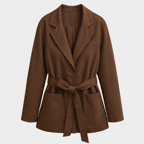 Chaqueta Roma Norte – Chaqueta efecto gamuza con cinturón