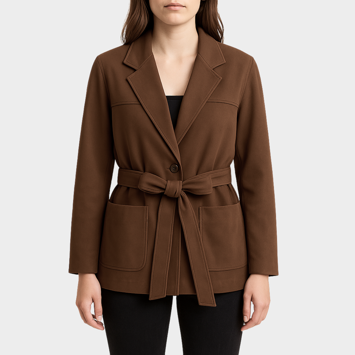 Chaqueta Roma Norte – Chaqueta efecto gamuza con cinturón