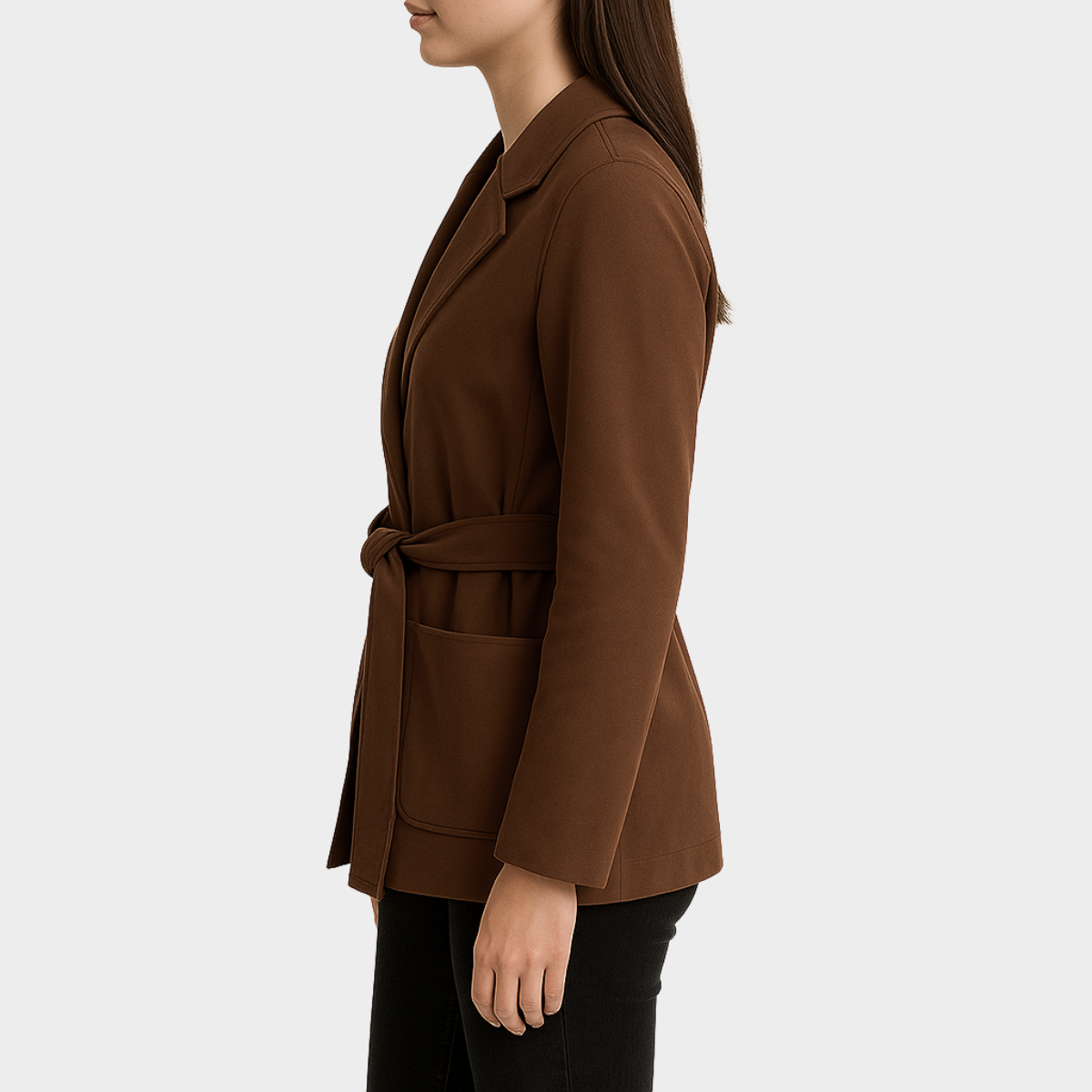 Chaqueta Roma Norte – Chaqueta efecto gamuza con cinturón