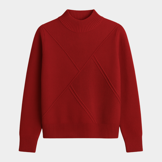 Suéter Tulum – Suéter de tejido geométrico y cuello alto