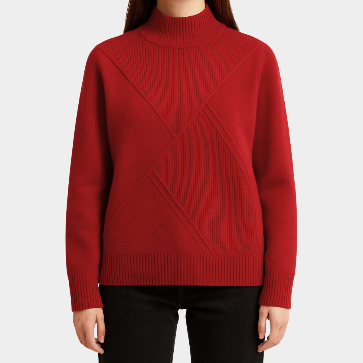 Suéter Tulum – Suéter de tejido geométrico y cuello alto