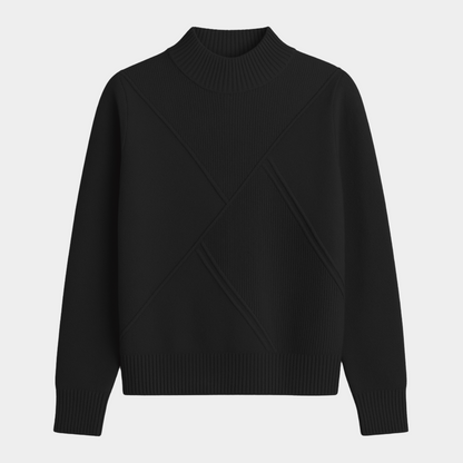 Suéter Tulum – Suéter de tejido geométrico y cuello alto