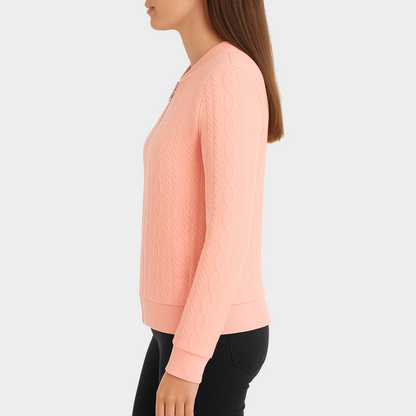 Suéter Bacalar – Suéter de punto trenzado con cierre