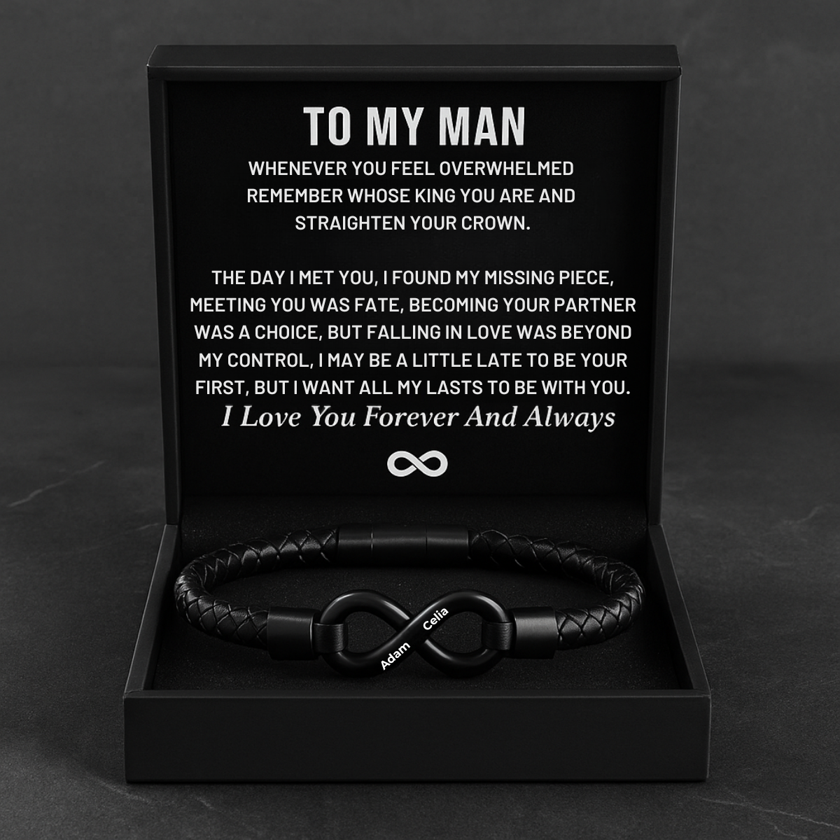 Personalized Infinity Bracelet 100% Handmade - "To My Man"