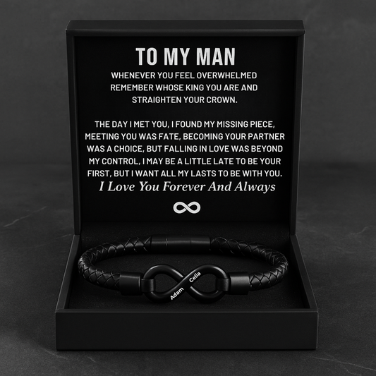 Personalized Infinity Bracelet 100% Handmade - "To My Man"