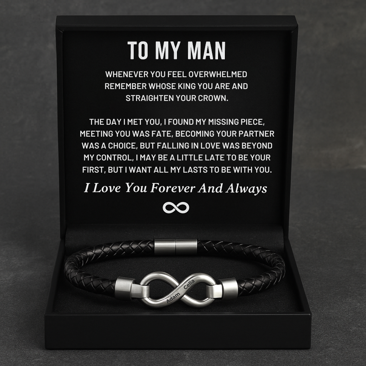 Personalized Infinity Bracelet 100% Handmade - "To My Man"
