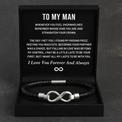 Personalized Infinity Bracelet 100% Handmade - "To My Man"